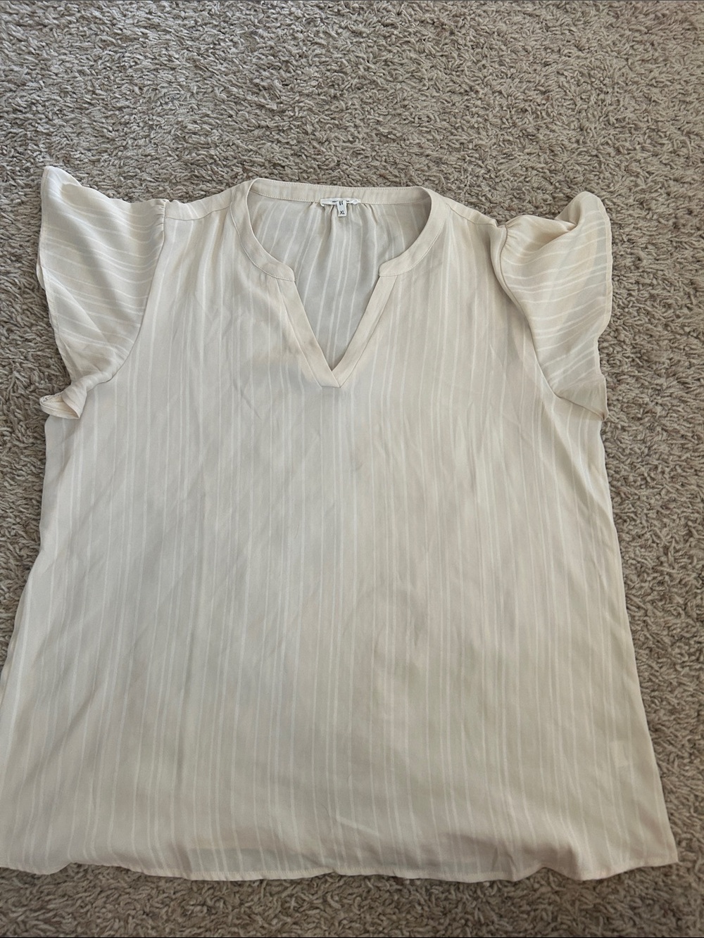 Maurices Pale Yellow Flutter Sleeve V-Neck Top